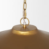 Titus 1-Light Brass Finished Metal Disc Pendant by Mercana at Eve Furniture