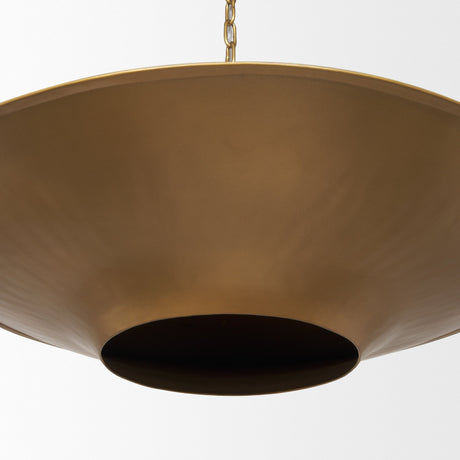 Titus 1-Light Brass Finished Metal Disc Pendant by Mercana at Eve Furniture