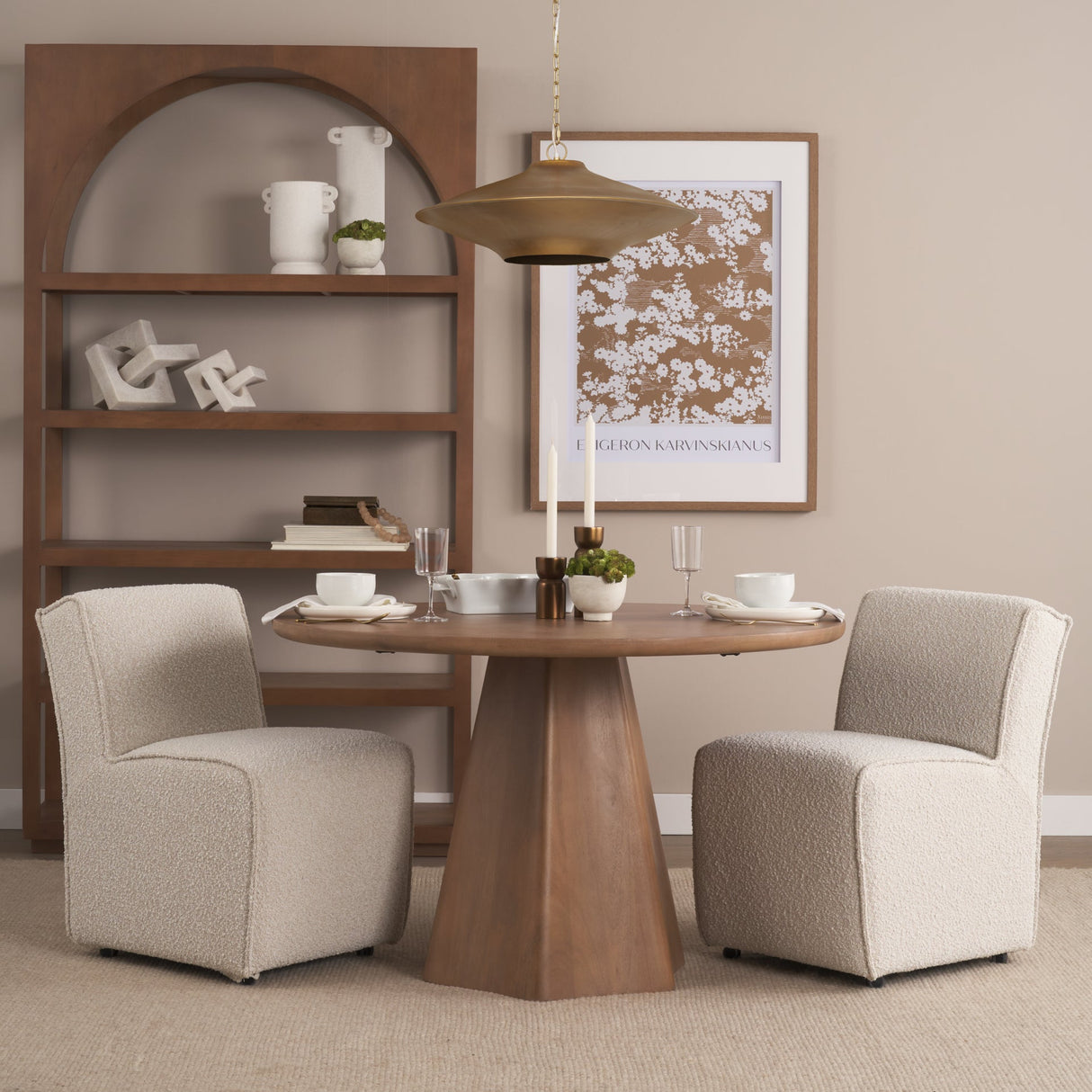 Titus 1-Light Brass Finished Metal Disc Pendant by Mercana at Eve Furniture