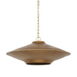 Titus 1-Light Brass Finished Metal Disc Pendant by Mercana at Eve Furniture