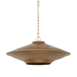 Titus 1-Light Brass Finished Metal Disc Pendant by Mercana at Eve Furniture