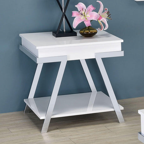 Titus White/Chrome End Table by Furniture of America at Eve Furniture