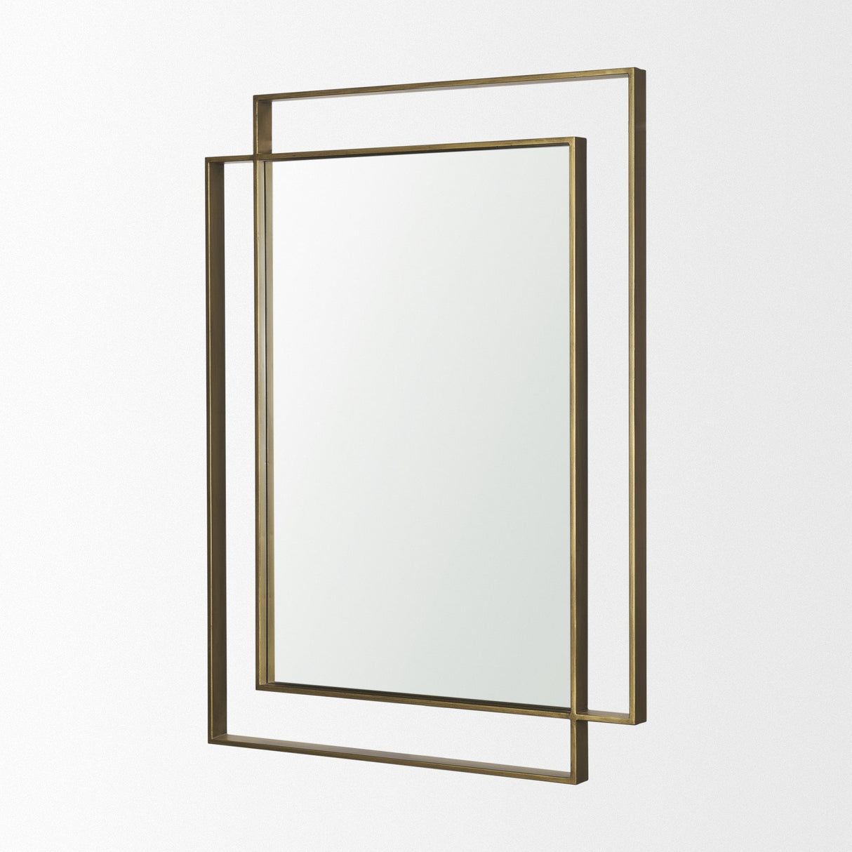 Tiva Rectangular Dual Brushed Gold Metal Framed Mirror by Mercana at Eve Furniture
