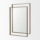 Tiva Rectangular Dual Brushed Gold Metal Framed Mirror by Mercana at Eve Furniture