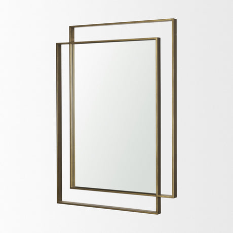Tiva Rectangular Dual Brushed Gold Metal Framed Mirror by Mercana at Eve Furniture