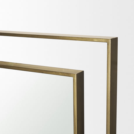 Tiva Rectangular Dual Brushed Gold Metal Framed Mirror by Mercana at Eve Furniture