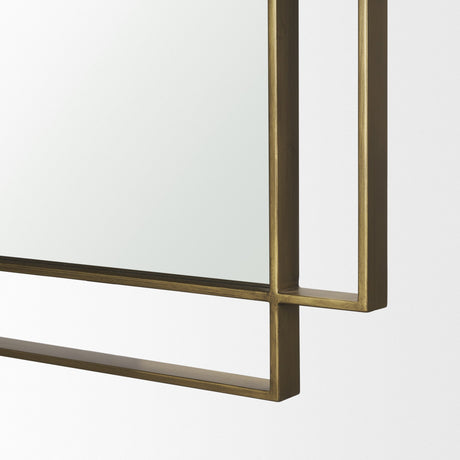 Tiva Rectangular Dual Brushed Gold Metal Framed Mirror by Mercana at Eve Furniture