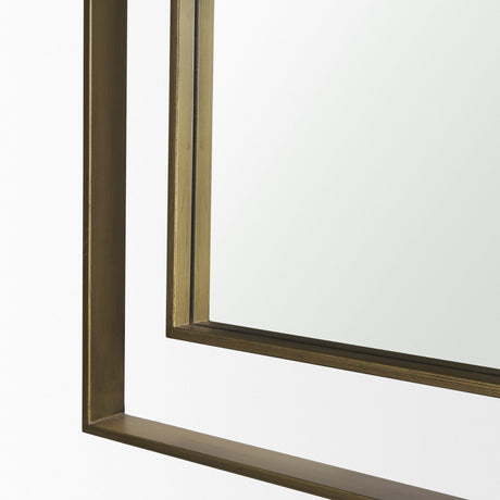Tiva Rectangular Dual Brushed Gold Metal Framed Mirror by Mercana at Eve Furniture
