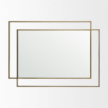 Tiva Rectangular Dual Brushed Gold Metal Framed Mirror by Mercana at Eve Furniture
