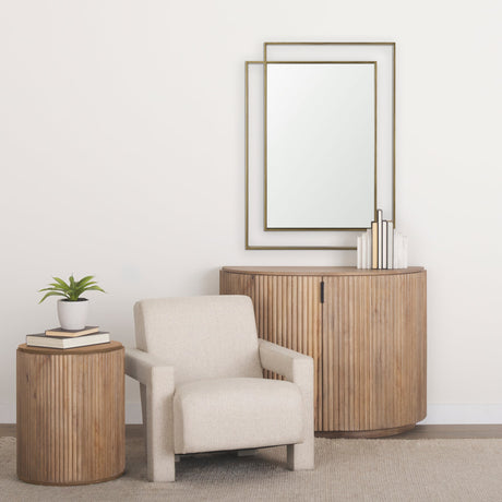 Tiva Rectangular Dual Brushed Gold Metal Framed Mirror by Mercana at Eve Furniture
