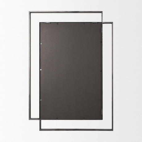 Tiva Rectangular Dual Metal Frame Gunmetal Mirror by Mercana at Eve Furniture