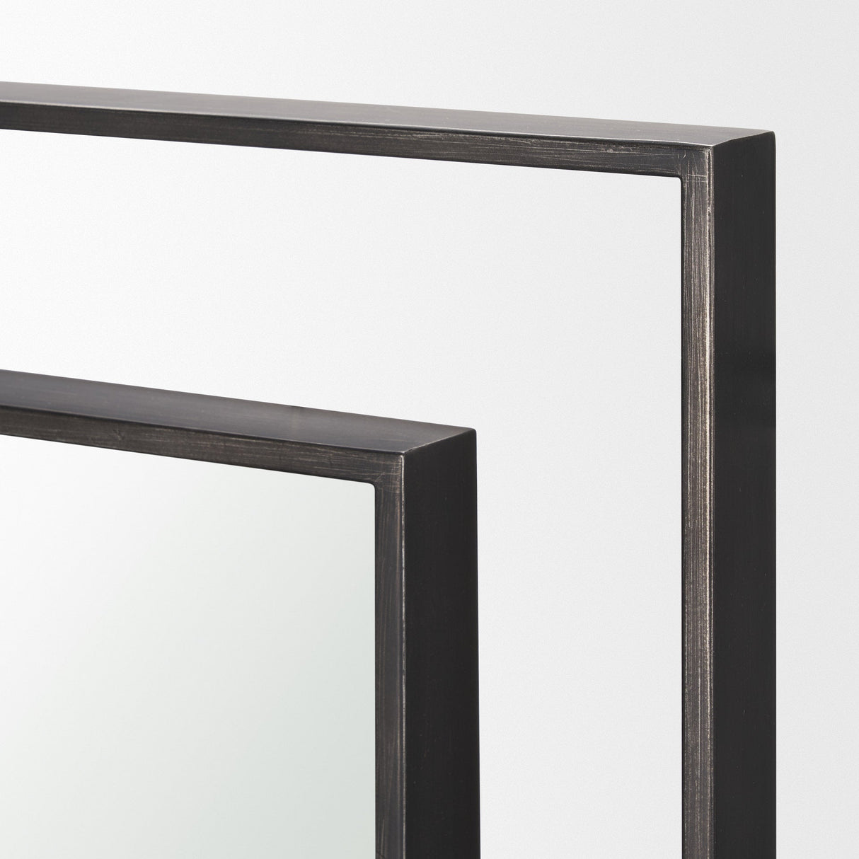 Tiva Rectangular Dual Metal Frame Gunmetal Mirror by Mercana at Eve Furniture