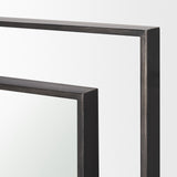 Tiva Rectangular Dual Metal Frame Gunmetal Mirror by Mercana at Eve Furniture