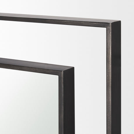 Tiva Rectangular Dual Metal Frame Gunmetal Mirror by Mercana at Eve Furniture
