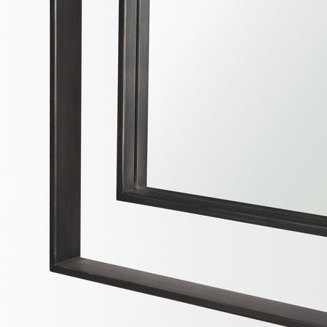 Tiva Rectangular Dual Metal Frame Gunmetal Mirror by Mercana at Eve Furniture