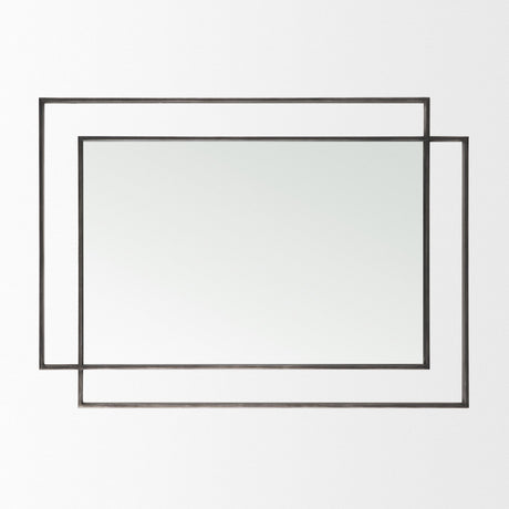 Tiva Rectangular Dual Metal Frame Gunmetal Mirror by Mercana at Eve Furniture