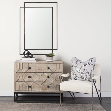 Tiva Rectangular Dual Metal Frame Gunmetal Mirror by Mercana at Eve Furniture