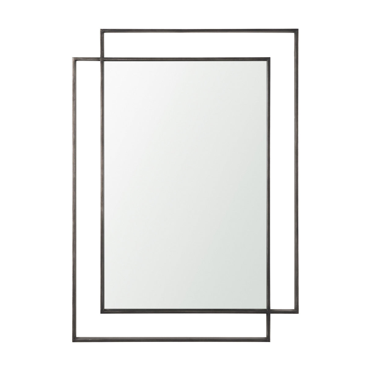 Tiva Rectangular Dual Metal Frame Gunmetal Mirror by Mercana at Eve Furniture