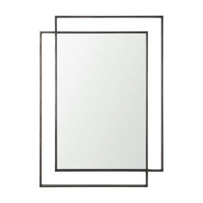 Tiva Rectangular Dual Metal Frame Gunmetal Mirror by Mercana at Eve Furniture
