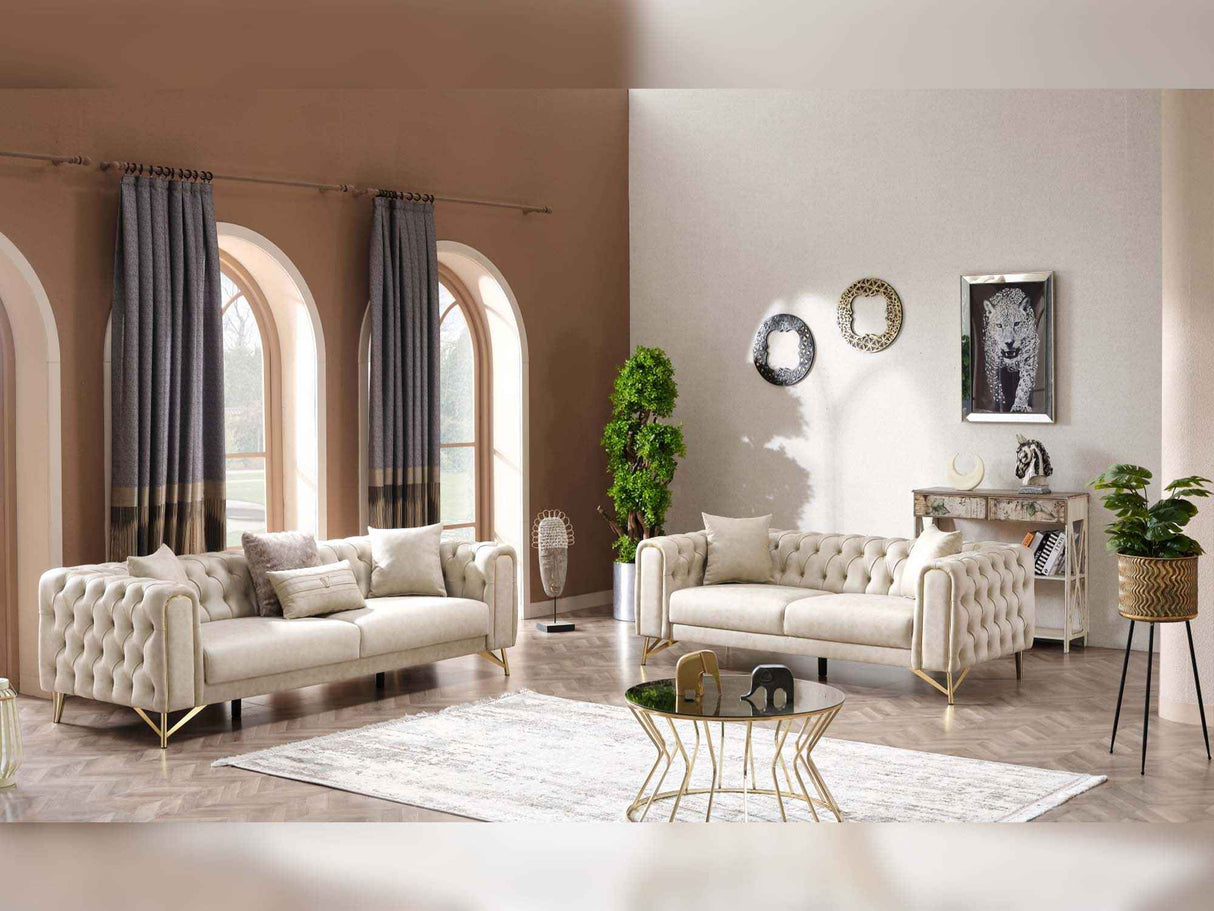 Tivoli Cream Convertible Loveseat by Furnia at Eve Furniture