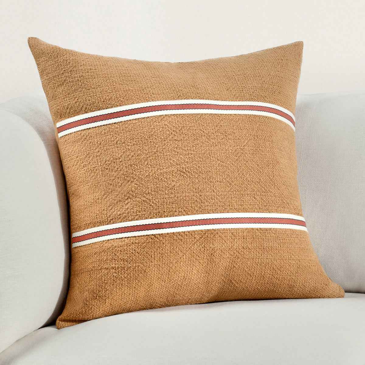 TL Pryce Chestnut Brown/ Terracotta 22x22 Throw Pillow (Set of 2) by Classic Home at Eve Furniture