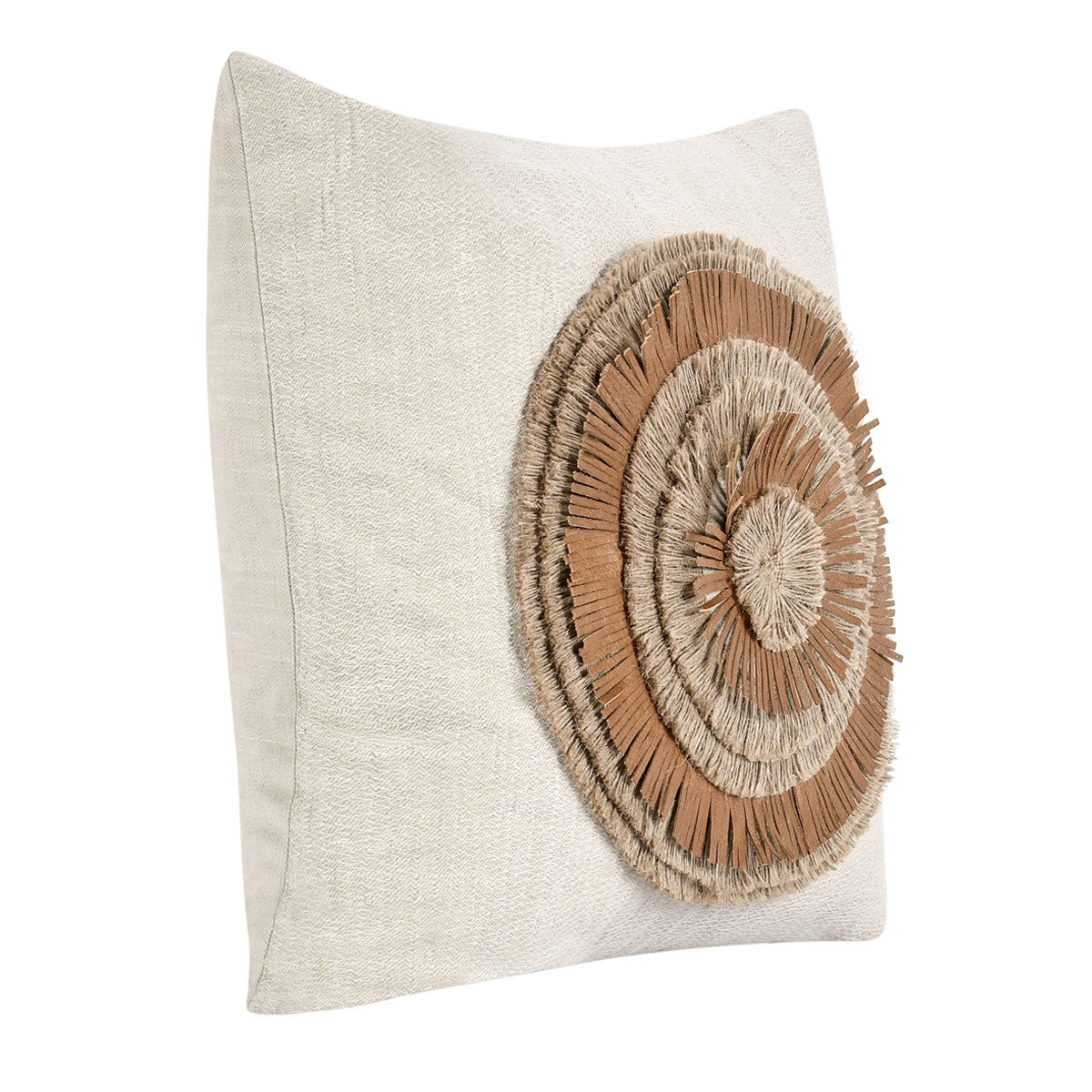 TL Pueblo Chestnut/ Natural Leather 22x22 Throw Pillow (Set of 2) by Classic Home at Eve Furniture