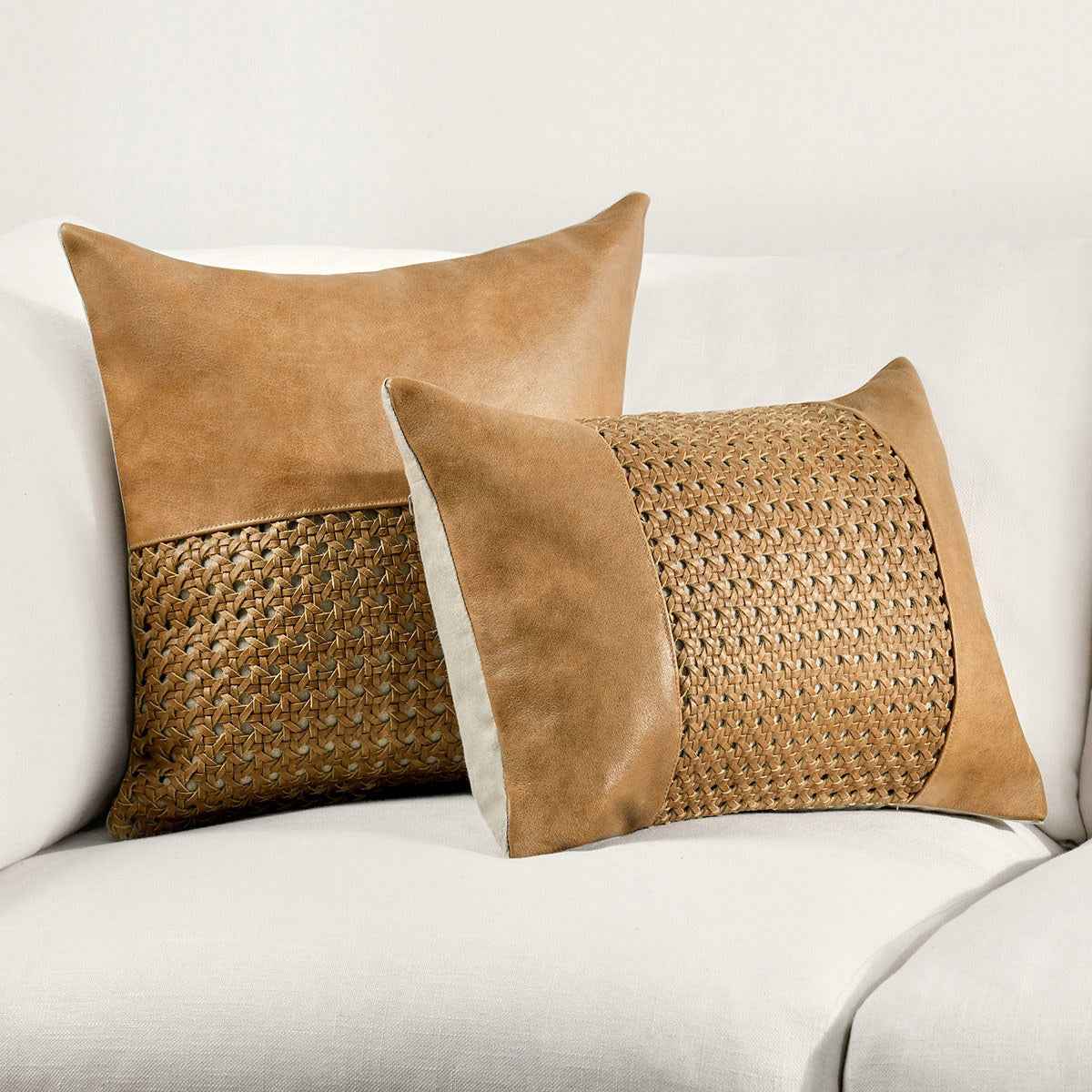 TL Toscano Chestnut Brown Leather Multiple Sizes Throw Pillow (Set of 2) by Classic Home at Eve Furniture