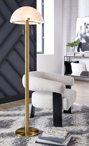 Tobbinsen Brass Finish Floor Lamp by Ashley at Eve Furniture