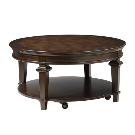 Tobias Espresso Round Cocktail Table by Homelegance at Eve Furniture