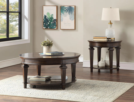 Tobias Espresso Round End Table by Homelegance at Eve Furniture