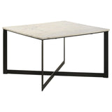 Tobin Square Marble Top Coffee Table White and Black by Coaster at Eve Furniture