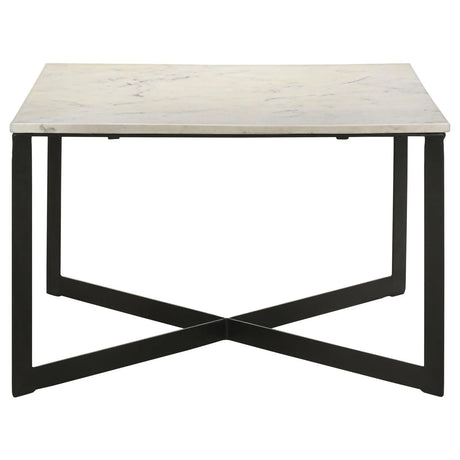 Tobin Square Marble Top Coffee Table White and Black by Coaster at Eve Furniture