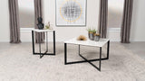 Tobin Square Marble Top Coffee Table White and Black by Coaster at Eve Furniture