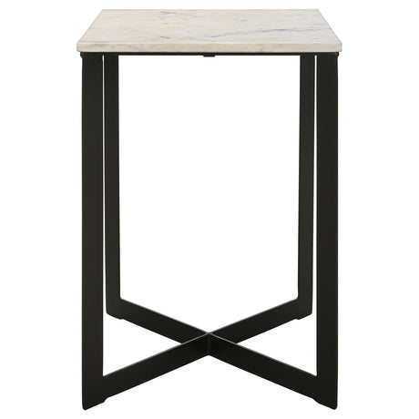 Tobin Square Marble Top End Table White and Black