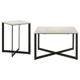 Tobin White and Black 2-Piece Marble Top Coffee and End Table Set by Coaster at Eve Furniture