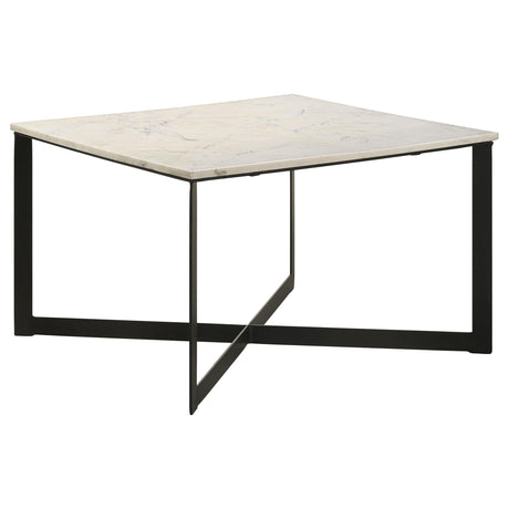 Tobin White and Black 2-Piece Marble Top Coffee and End Table Set by Coaster at Eve Furniture