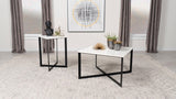 Tobin White and Black 2-Piece Marble Top Coffee and End Table Set by Coaster at Eve Furniture