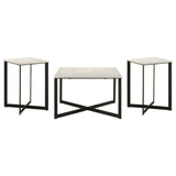 Tobin White and Black 3-Piece Marble Top Coffee and End Table Set by Coaster at Eve Furniture