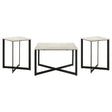 Tobin White and Black 3-Piece Marble Top Coffee and End Table Set by Coaster at Eve Furniture