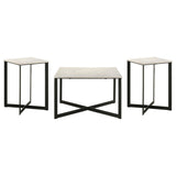 Tobin White and Black 3-Piece Marble Top Coffee and End Table Set by Coaster at Eve Furniture