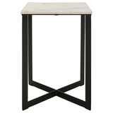 Tobin White and Black Square Marble Top End Table by Coaster at Eve Furniture