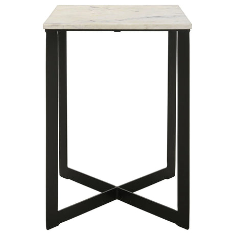 Tobin White and Black Square Marble Top End Table by Coaster at Eve Furniture
