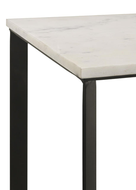 Tobin White and Black Square Marble Top End Table by Coaster at Eve Furniture