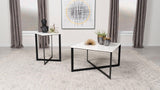Tobin White and Black Square Marble Top End Table by Coaster at Eve Furniture