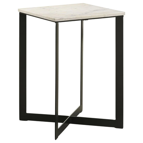Tobin White and Black Square Marble Top End Table by Coaster at Eve Furniture