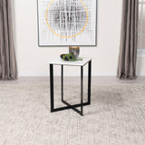 Tobin White and Black Square Marble Top End Table by Coaster at Eve Furniture