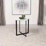 Tobin White and Black Square Marble Top End Table by Coaster at Eve Furniture