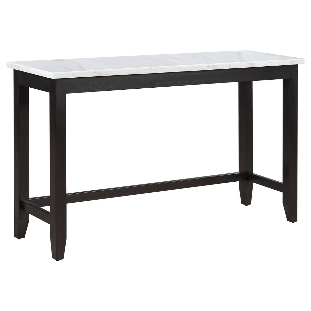 Toby Espresso/White Rectangular Marble Top Counter Height Table