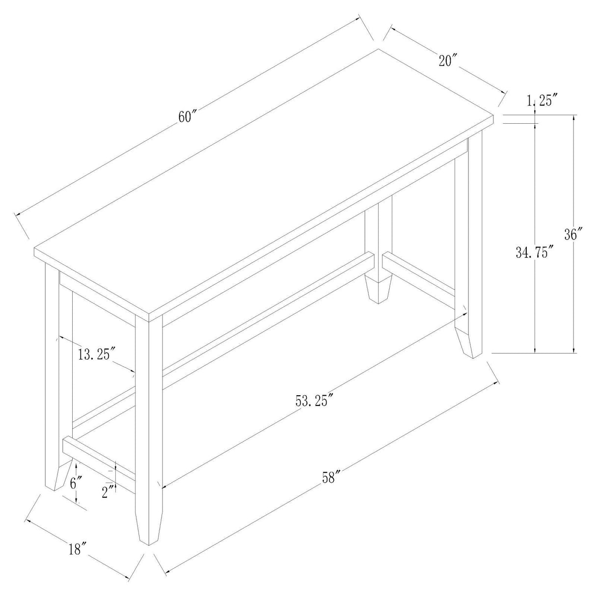 Toby Espresso/White Rectangular Marble Top Counter Height Table