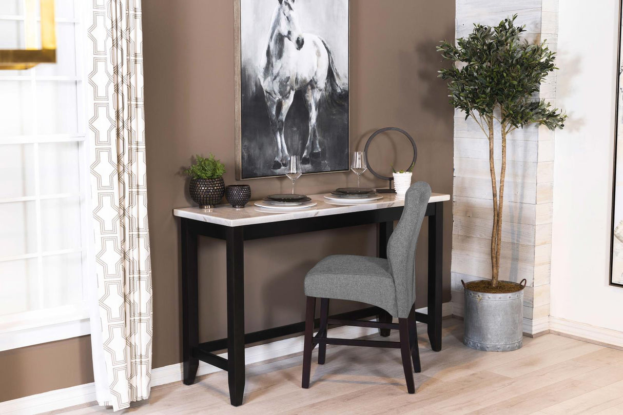 Toby Espresso/White Rectangular Marble Top Counter Height Table